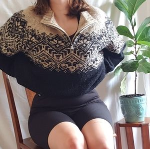 Vtg Knit Quarter Zip Sweater